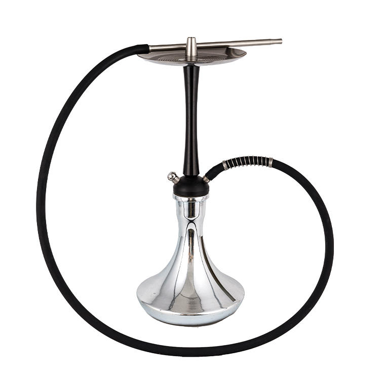 Silver Opaque Vessel Pom+Stainless Steel+Aluminum Two-Hole Hookah 56cm
