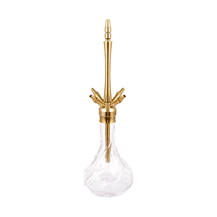Pattern Glass Gold Four-Hole Stainless Steel Hookah 64cm