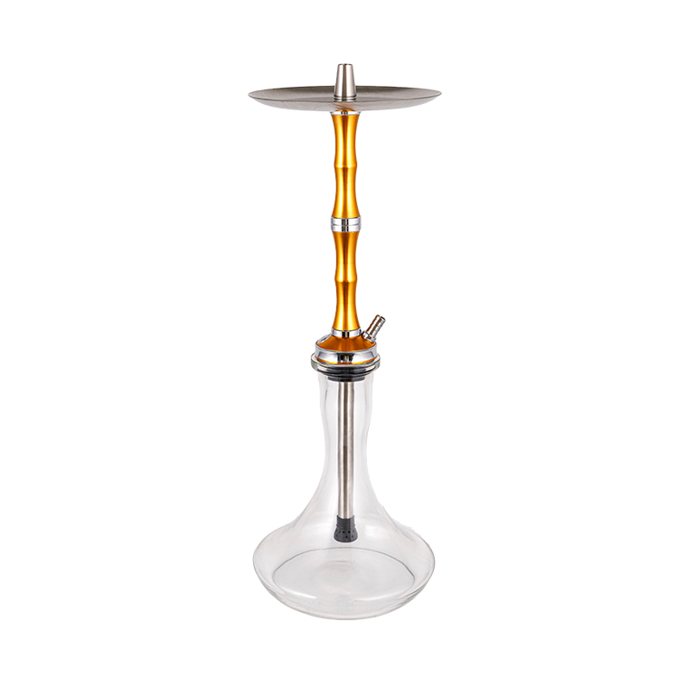Pclear Glass Aluminum Stainless Steel Single Hole Rose Gold Hookah 56cm