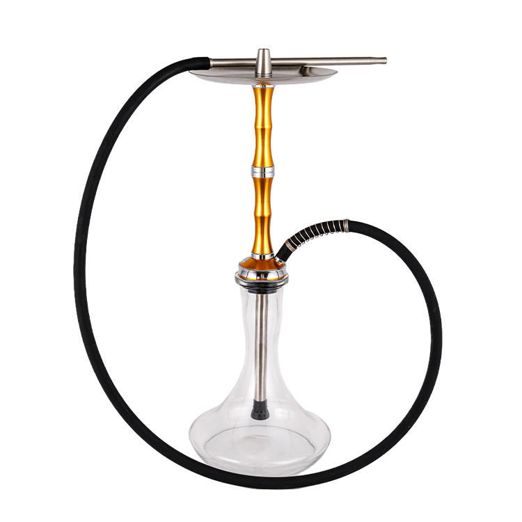 Pclear Glass Aluminum Stainless Steel Single Hole Rose Gold Hookah 56cm