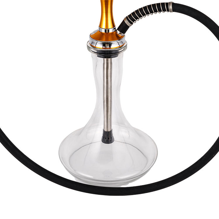 Pclear Glass Aluminum Stainless Steel Single Hole Rose Gold Hookah 56cm