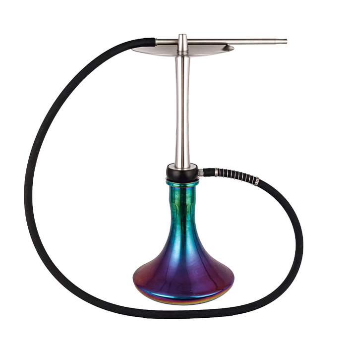 What are the dimensions of the base and stem of the portable hookah set?