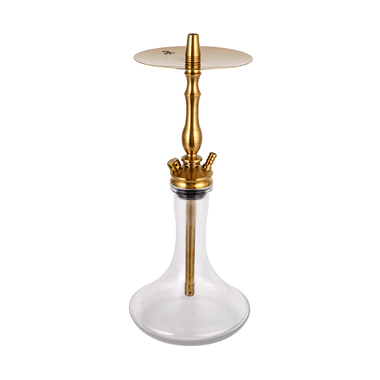 Transparent Glass Golden Stainless Steel Single Hole Hookah 50cm