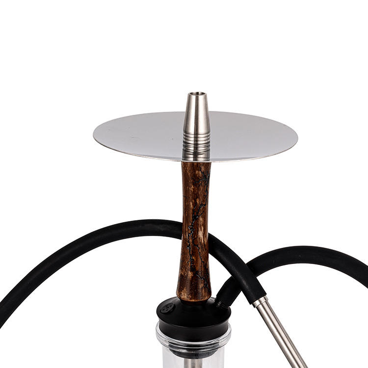 Transparent Glass Wood+Pom+Stainless Steel Material Wooden Tube Single Hole Hookah 40cm