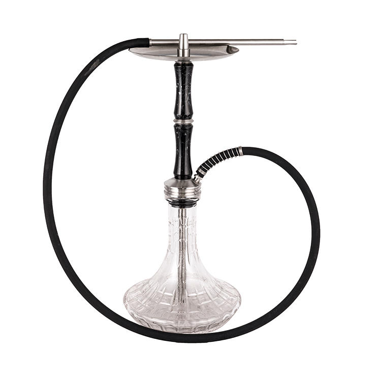 Patterned Transparent Glass Resin + Stainless Steel Single Hole Hookah 58cm