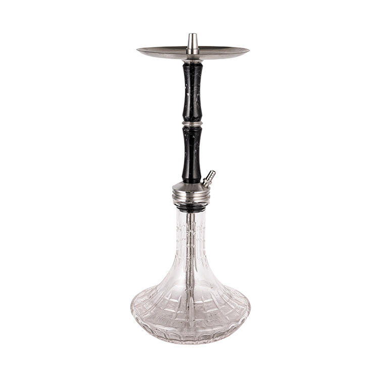 Patterned Transparent Glass Resin + Stainless Steel Single Hole Hookah 58cm